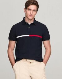 Áo Polo Tommy Hilfiger Embroidered Stripe Logo Navy [ 78JB117 410 ]