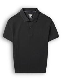 Áo Polo trơn basic đen thêu logo ngực ESTP038 - Đen