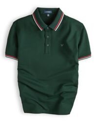 Áo polo trơn bo kẻ in logo Horse ngực GSTP869