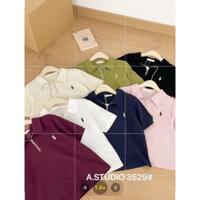 Áo polo trơn cổ kéo khóa thêu ngựa , A- studio 3529 ( kèm video và ảnh thật )