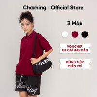 Áo Polo Unisex Thêu Nổi Logo ChaChing, Áo Polo Nam Nữ Form Boxy Chất Liệu PC Gen Cao Cấp, Dày Dặn,Thoải Mái