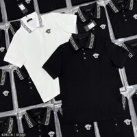 Áo Polo Versace cao cấp 2 màu họa tiết hoa văn cổ thêu logo new