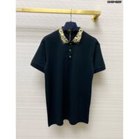 Áo Polo Versace cao cấp 2 màu chất cotton gai họa tiết cổ chữ hoa văn hot new2024