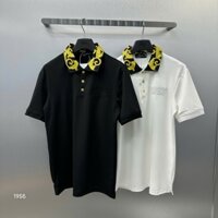 Áo Polo Versace Họa Tiết Dệt Cổ Cực Đẹp Cúc Vàng Sắc Nét Cho Nam Nữ