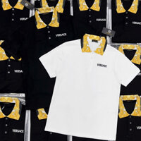 Áo Polo Versace Họa Tiết Dệt Cổ Thêu Chữ Logo Ngực Sắc Nét Cho Nam Nữ Đẹp