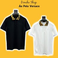 Áo Polo Versace Thêu Chữ Hoạ Tiết Màu Vàng Cực Nổi - Áo Polo Nam Nữ Chất Cotton Gai Cao Cấp 220624