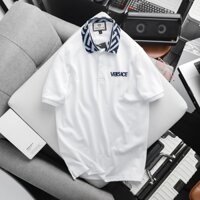 Áo Polo Versace vải ngoại nhập dệt kim mắt cá lớn phù hợp xuống phố tiệc tùng