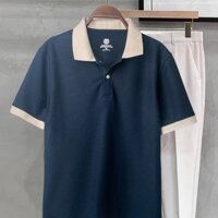 Áo polo xanh cổ be