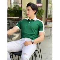 Áo Polo Xanh Phối Trắng