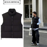 Áo Puffer Gile Phao Form Rộng Dây Rút Tăng Chỉnh, Áo Phao Gile Cộc Tay Chần Bông Dành Cho Nam Và Nữ