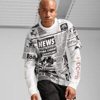 Áo Puma Nam Chính Hãng - Media Day Long Sleeve Basketball Tee - Màu Trắng/Đen | JapanSport 627163-01