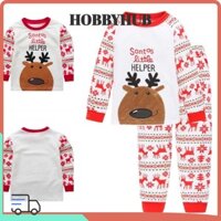 Áo & Quần dài tay HOBBYHUB, Bộ đồ ngủ trẻ em bằng vải Cotton giữ nhiệt, Mùa thu đông ấm áp Đồ ngủ trẻ em ông già Noel dễ thương