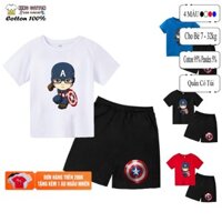 Áo Quần Trẻ Em Cotton ( Combo 4 Bộ ) đội trưởng mỹ chibi siêu cool , King Cotton