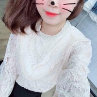 Áo ren cổ đính ngọc [ ảnh thật ]