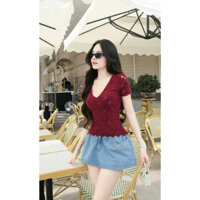 Áo ren cổ tim hot hit freesize