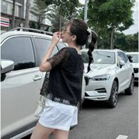 Áo ren cổ vuông tay ngắn "Yumi Shirt "EllyClothing