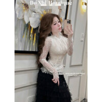 Áo ren dài tay chiết eo siêu đẹp tôn dáng cực sang