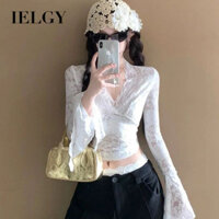 Áo ren dài tay cổ chữ V rỗng IELGY dành cho nữ