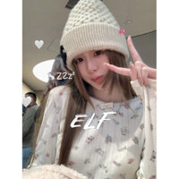 Áo ren dài tay cổ tròn ấm áp dành cho nữ