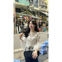 Áo ren hoa lỗ lay lửng cách điệu buộc dây nơ xinh xắn (ko kèm 2 dây) by Cimie Closet