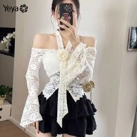 Áo ren lệch vai thanh lịch dành cho nữ kèm váy Petti