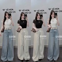 ÁO REN LƯỚI CỔ TRÒN CỘC TAY DÁNG ÔM CÀI TAG CHNEL HAI LỚP LOYS GIẤY CHẤT CO GIÃN HÀNG QCCCXIAO