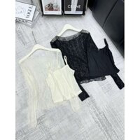 ÁO REN LƯỚI CỔ TRÒN QUÂN BIÊN - Dáng lệch vát gấu kèm áo lót trong . Mặc được 2 kiểu mặc kèm Pra cũng xinh hết sẩy💖💖💖