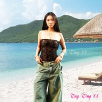 Áo ren một lớp đằng sau rút dây co giãn ít Ting Ting 88