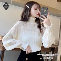 Áo ren tay dài phong cách Hàn Quốc mẫu mới 2021