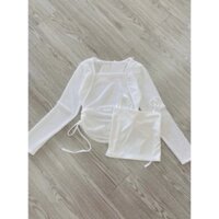 Áo Ren Tay Dài, Rút Dây 2 Bên, Tặng Kèm Áo Lót Bên Trong