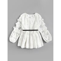 Áo ren trắng dài tay