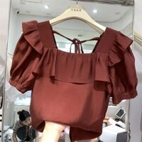 Áo Ruffle Edge Áo Sơ Mi Nữ Cổ Phối Ren Mùa Hè Mới Thời Trang Đẹp Nhỏ Top