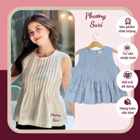 Áo sát nách áo kiểu baby doll PHƯƠNG SURI cổ tròn xếp ly