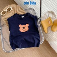 Áo Sát Nách In Hình Mặt Gấu Dễ Thương, Áo Ba Lỗ Bé Trai, Bé Gái, Chất Liệu Cotton Cao cấp Cực Mát, 2 Màu Trắng Xanh Than