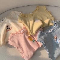 Áo Sát Nách Kiểu Hoạt Hình Xinh Xắn Phong Cách Hàn Quốc Cho Bé Gái 3-10 Tuổi