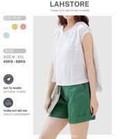 Áo sát nách nữ linen LAHSTORE form rộng, cổ thuyền, tay cánh dơi ASN04 (Trắng, Vàng, Xanh, Hồng Da)