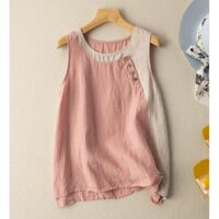 áo sát nách nữ mùa hè - chất đũi nhăn cực mềm, mát - màu sắc kiểu dáng mới lạ SP9 - Hồng,Size S 30-40kg