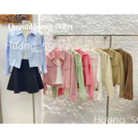 Áo sơ mi 2 túi nắp tay dài . Fom crotop mix đồ phong cách