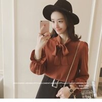 Áo Sơ Mi 2025 Phiên Bản Hàn Quốc Nữ Bán Chạy Kích Thước Lớn Phù Hợp Với Mùa Xuân Phối Ren Áo Sơ Mi Tay Công Chúa Mới Nơ Top] [Cửa Hàng Voan