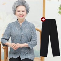 áo sơ mi bà ngoại xuân hè 60, 70, 80 tuổi bộ đồ phụ nữ trung niên và người già quần áo mẹ cho người già