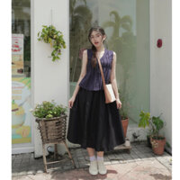 Áo sơ mi babydoll kiểu xoè cọc tay thắt nơ trước ngực dành cho Nữ