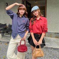 Áo sơ mi basic thô mềm dài tay thêu logo universe HAVANA AO383