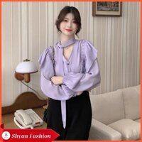 ÁO SƠ MI BASIC TÍM VAI BÈO CỔ NƠ