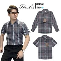 Áo Sơ Mi BBR Caro Xám Sang Trọng - Áo Sơ Mi Nam Nữ Unisex, Vải Chất Lượng Cao THE.LAZ
