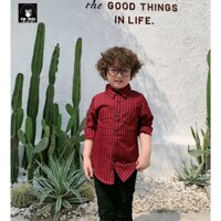 Áo Sơ Mi Bé Caro Đỏ Đen Tay Dài Siêu Hot Cho Bé