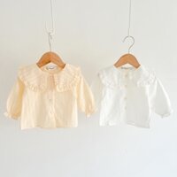 Áo Sơ Mi Bé Gái Thu Đông 2022 Mới Phong Cách Phương Tây Thời Trang Áo Sơ Mi Trắng Tay Dài Áo Sơ Mi Cotton YJDD