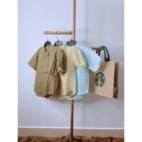 Áo Sơ Mi Bé Trai, Áo Sơ Mi Ngắn Tay Dài Tay linen Cao Cấp Cho Bé