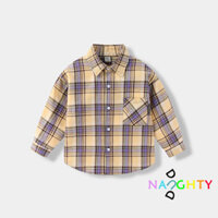 Áo sơ mi bé trai màu vàng Áo sơ mi kẻ sọc trẻ em