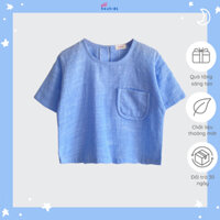 Áo sơ mi bé trai màu xanh da trời chất liệu thô linen cho bé từ 2 - 6 tuổi ( 9 - 20 kg)