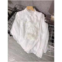 Áo sơ mi bèo đính đá tay loe (ảnh thật)